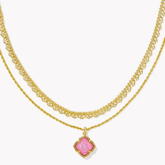 Kendra Scott Mallory Silver Pendant Necklace in Gray Banded Agate